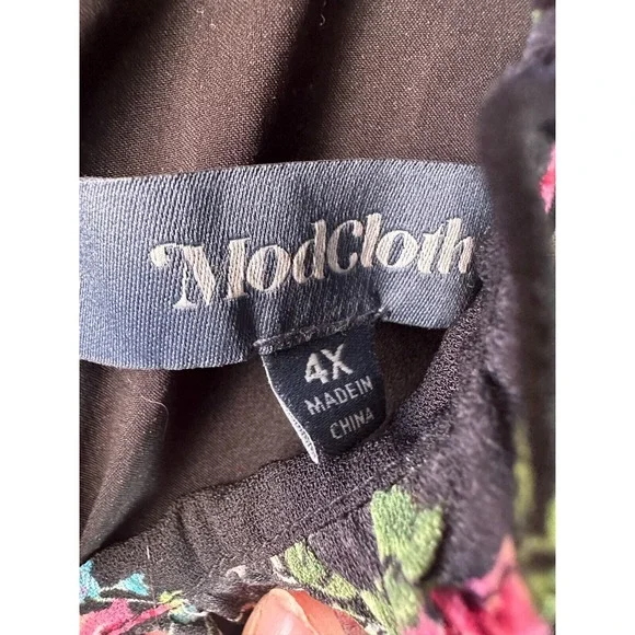 Modcloth Floral Print Mock Neck LS Dress Women's Plus Size 4X *Belt NOT Included - Picture 7 of 12